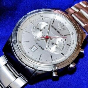 Emporio Armani AR0534 Swiss 43mm Chrono Men's Watch EUC